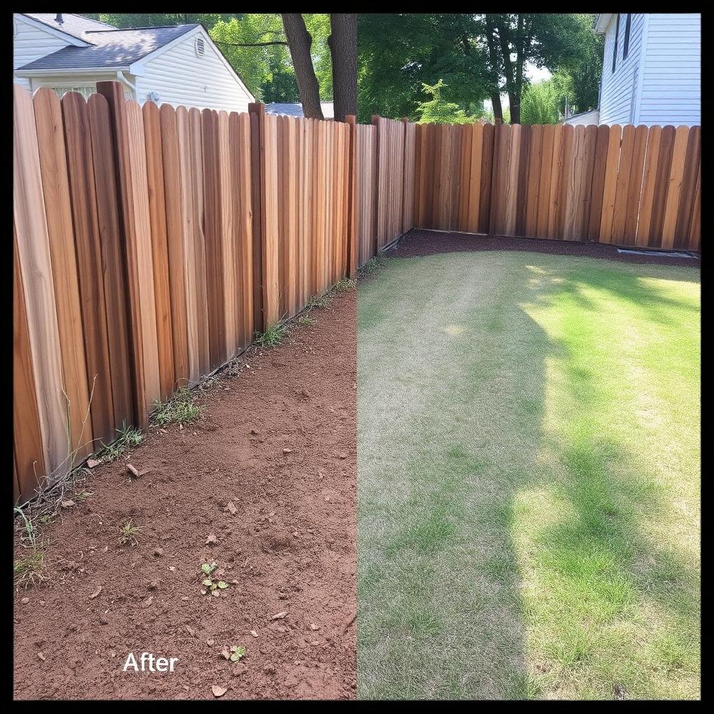 Side yard after weed removal